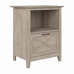 Bush Furniture Key West Lateral File Cabinet with Shelf in Washed Gray - KWF124WG-03