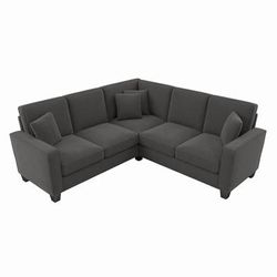 Bush Furniture Stockton 86W L Shaped Sectional Couch in Charcoal Gray Herringbone - SNY86SCGH-03K