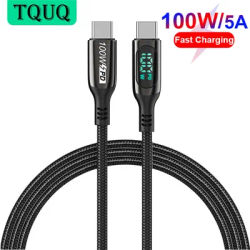 Câble USB type-c 5A E de 2m 100W pour recharge rapide cordon tressé en Nylon pour MacBook Pro et