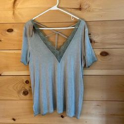 American Eagle Outfitters Tops | American Eagle Short Sleeve Top | Color: Green | Size: L