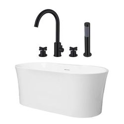 Randolph Morris Una 67 Inch Acrylic Double Ended Freestanding Tub and Faucet Package RMD56-MBF2
