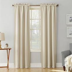 Wide Width Sun Zero Blackout Greenwich Rod-Pocket Panel by BrylaneHome in Pearl (Size 40" W 84" L)