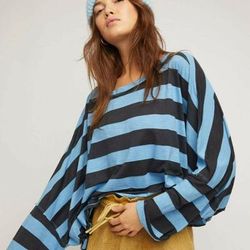 Free People Tops | Free People East West Stripe 100% Cotton Shirt | Color: Blue | Size: Various