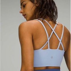 Lululemon Athletica Tops | Lululemon Like A Cloud Bra Long Line Blue Linen | Color: Blue | Size: 6