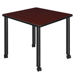 "Kee 30" Square Mobile Breakroom Table- Mahogany/ Black - Regency TBMC3030MHBK"