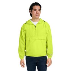 Champion CO200 Adult Packable Anorak 1/4 Zip Jacket in Safety Green size Large | Polyester