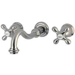 Kingston Brass KS3128AX Vintage 2-Handle Wall Mount Bathroom Faucet, Brushed Nickel - Kingston Brass KS3128AX