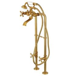 Kingston Brass CCK266K7 Kingston Freestanding Tub Faucet with Supply Line and Stop Valve, Brushed Brass - Kingston Brass CCK266K7