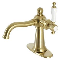 Kingston Brass KSD154KLBB Nautical Single-Handle Bathroom Faucet with Push Pop-Up, Brushed Brass - Kingston Brass KSD154KLBB