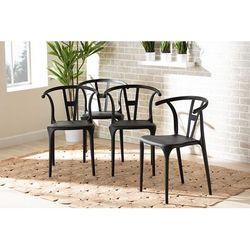 Baxton Studio Warner Modern and Contemporary Black Plastic 4-Piece Dining Chair Set - Wholesale Interiors AY-PC13-Black Plastic-DC