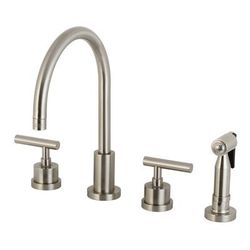 Kingston Brass KS8728CMLBS Manhattan 8-Inch Widespread Kitchen Faucet with Brass Sprayer, Brushed Nickel - Kingston Brass KS8728CMLBS