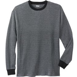 Men’s Big & Tall Waffle-knit Thermal Crewneck Tee by KingSize in Black Marl (Size 6XL) Long Underwear Top