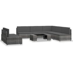 vidaXL Set Divani da Giardino 7 pz in Polyrattan Grigio