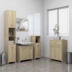 vidaXL Set Mobili da Bagno 4 pz Rovere Sonoma