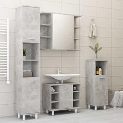 vidaXL Set Mobili da Bagno 4 pz Grigio Cemento in Truciolato