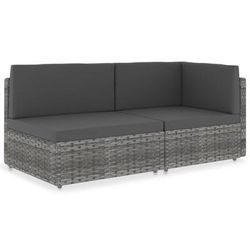 vidaXL Divano Modulare a 2 Posti in Polyrattan Grigio