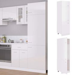 vidaXL Armadio per Frigo Bianco Lucido 60x57x207 cm in Truciolato