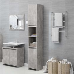 vidaXL Armadio da Bagno Grigio Cemento 30x30x183,5 cm in Truciolato