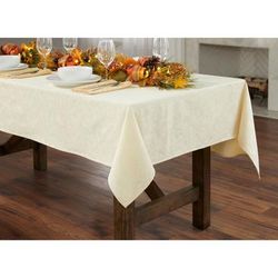 Damask 60" x 120" Tablecloth by BrylaneHome in Ivory
