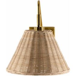 Gabas 15"L x 10"W x 12"H Natural Rattan Shade Natural/Gold/Tan Wall Sconce - Boutique Rugs