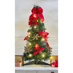Fully Decorated Pre-Lit 2' Pop-Up Tabletop Christmas Tree by BrylaneHome in Poinsettia