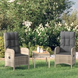 vidaXL Sedie da Giardino 2 pz in Polyrattan Grigio