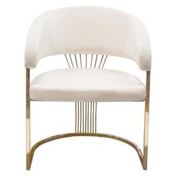 Solstice Dining Chair in Cream Velvet w/ Polished Gold Metal Frame - Diamond Sofa SOLSTICEDCCM1PK