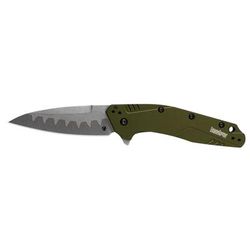 Kershaw Dividend Composite Blade Assisted Folding Knife 3in Composit N690/D2 Steel Drop Point Blade Olive 6061-T6 Aluminum/Trac-Tec Handle 1812OLCB