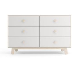 Oeuf 6 Drawer Dresser - Sparrow - White/Birch