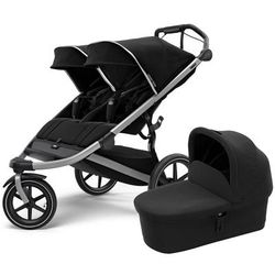 Thule Urban Glide 2 Double Jogging Stroller + Bassinet Bundle - Black / Black