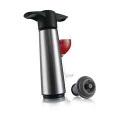 Wine Saver Giftpack (1 Stainless Steel Pump, 1 Stopper) by Vacu Vin in Silver