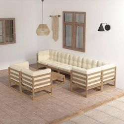 vidaXL Set Divani da Giardino 9 pz con Cuscini Legno Massello di Pino