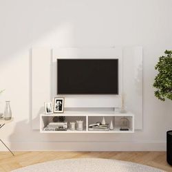 vidaXL Mobile Porta TV a Muro Bianco Lucido 120x23,5x90cm Truciolato
