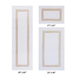 Hotel Collectionis Bath Mat Rug 3 Piece Set (17" x 24" | 24" x 40" | 20" x 60") by Better Trends in White Sand