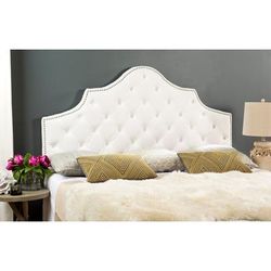 AREBELLE WHITE VELVET TUFTED HEADBOARD SILVER NAIL HEAD (QUEEN) - Safavieh MCR4036H-Q