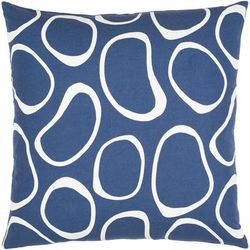Gapville 20" Square Modern Cotton Cream/Dark Blue/Navy Lumbar Pillow - Boutique Rugs
