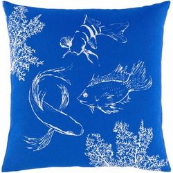 Gulgong 18" Square Coastal Cotton Dark Blue/White/Navy Throw Pillow - Boutique Rugs