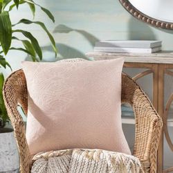 Leiston 18" Square Traditional Cotton Peach/Lilac/Mauve Throw Pillow - Boutique Rugs