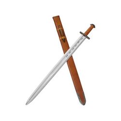 Condor Tool and Knife Viking Ironside Sword 30.25in Overall Satin 1065 Carbon Steel Blade Brown Leather Wrapped Hardwood Handle CTK1014-4