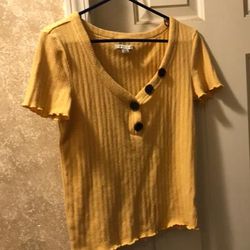 American Eagle Outfitters Tops | American Eagle Mustard Color Short Sleeve | Color: Yellow | Size: M