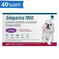 40% Off Simparica Trio For Dogs 5.6-11 Lbs (Purple) 3 Chews