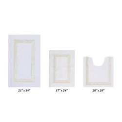 Hotel Collectionis Bath Mat Rug 3 Piece Set (17" x 24" | 20" x 20" | 21" x 34") by Better Trends in White Ivory