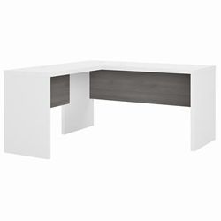 Office by kathy ireland® Echo L Shaped Desk in Pure White and Modern Gray - Bush Business Furniture ECH026WHMG