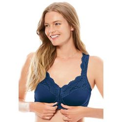 Plus Size Women's Front Close Wireless Gel Strap Bra by Comfort Choice in Evening Blue (Size 42 G)