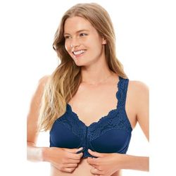 Plus Size Women's Front Close Wireless Gel Strap Bra by Comfort Choice in Evening Blue (Size 42 C)