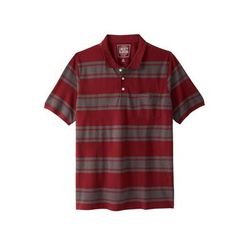 Men's Big & Tall Shrink-Less Pocket Piqué Polo by Liberty Blues in Rich Burgundy Stripe (Size 5XL)