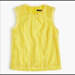 J. Crew Tops | J.Crew Mixed Lace Top Yellow H7040 4 | Color: Yellow | Size: 4