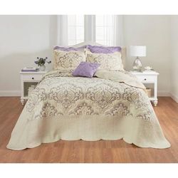 Amelia Bedspread by BrylaneHome in Ivory Lavender (Size TWIN)