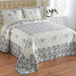 Margaret Embroidered Bedspread by BrylaneHome in Blue (Size KING)