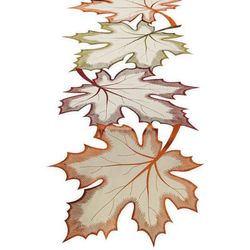 Embroidered Maple Leaves Table Runner by DII in Tan